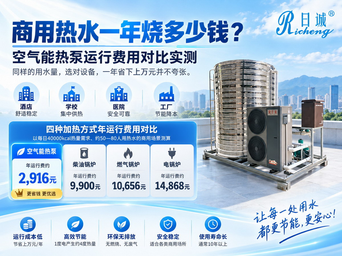 商用热水一年烧多少钱？空气能热泵运行费用对比实测